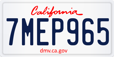 CA license plate 7MEP965