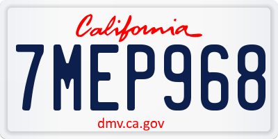 CA license plate 7MEP968