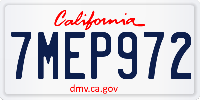 CA license plate 7MEP972