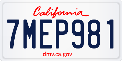 CA license plate 7MEP981