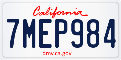 CA license plate 7MEP984