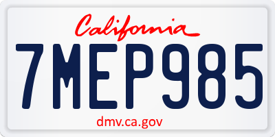 CA license plate 7MEP985