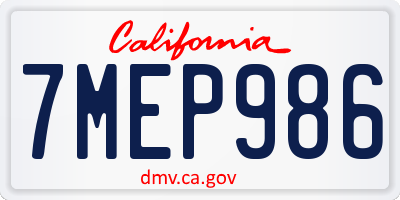 CA license plate 7MEP986