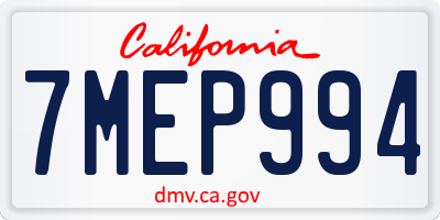CA license plate 7MEP994
