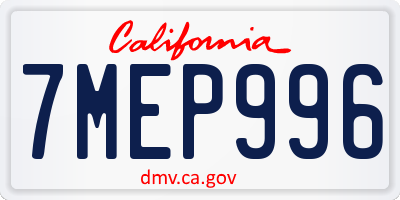 CA license plate 7MEP996