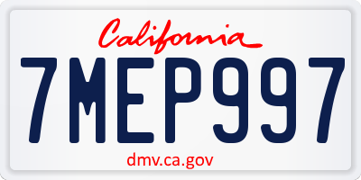 CA license plate 7MEP997