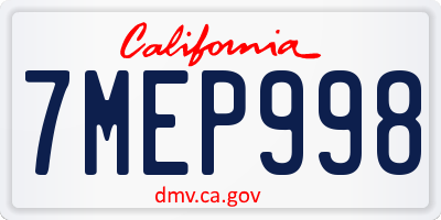 CA license plate 7MEP998