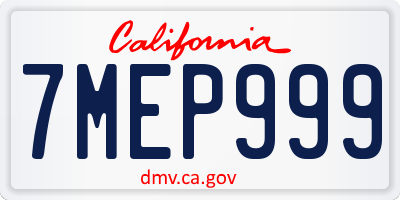 CA license plate 7MEP999