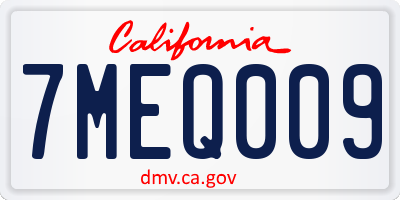 CA license plate 7MEQ009
