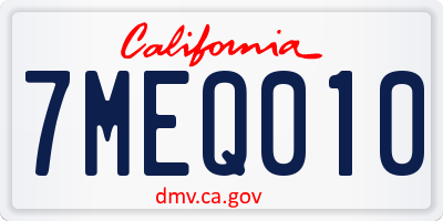 CA license plate 7MEQ010