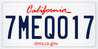 CA license plate 7MEQ017