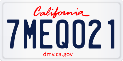 CA license plate 7MEQ021