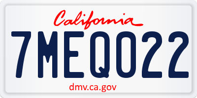 CA license plate 7MEQ022