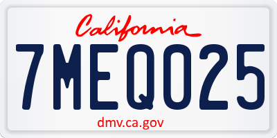 CA license plate 7MEQ025
