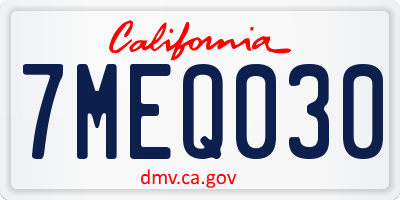 CA license plate 7MEQ030