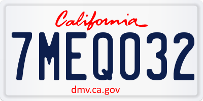 CA license plate 7MEQ032