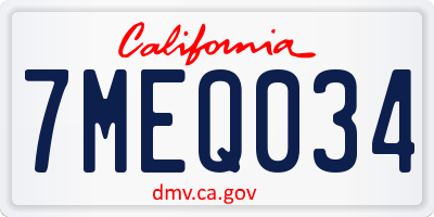 CA license plate 7MEQ034