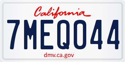 CA license plate 7MEQ044