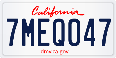 CA license plate 7MEQ047