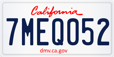 CA license plate 7MEQ052