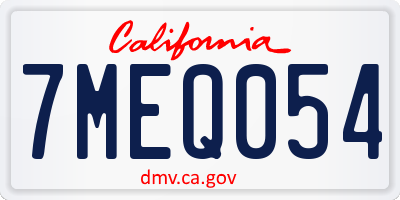 CA license plate 7MEQ054