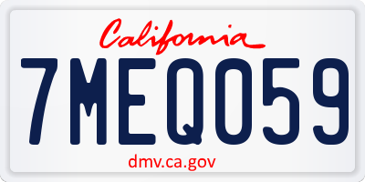 CA license plate 7MEQ059