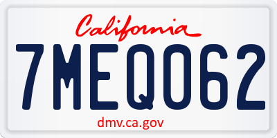 CA license plate 7MEQ062