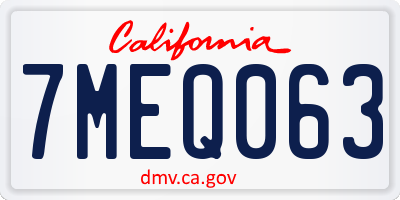 CA license plate 7MEQ063