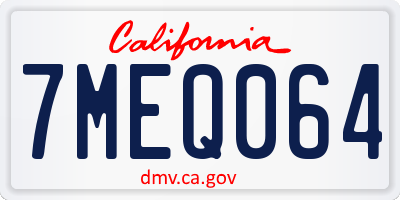 CA license plate 7MEQ064