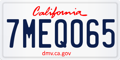 CA license plate 7MEQ065