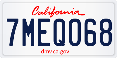 CA license plate 7MEQ068