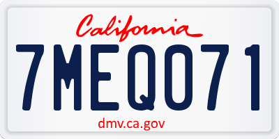 CA license plate 7MEQ071