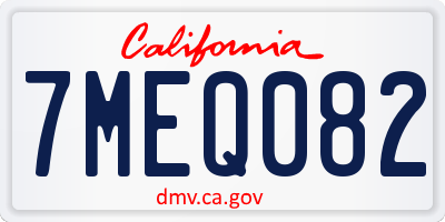 CA license plate 7MEQ082