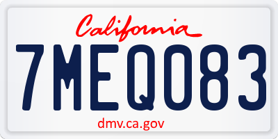 CA license plate 7MEQ083