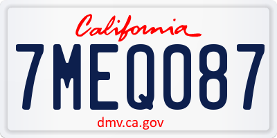 CA license plate 7MEQ087