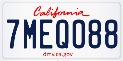 CA license plate 7MEQ088