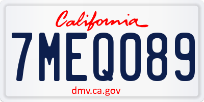CA license plate 7MEQ089