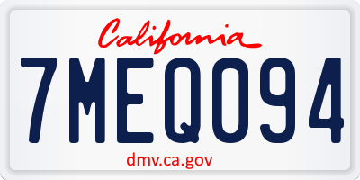 CA license plate 7MEQ094
