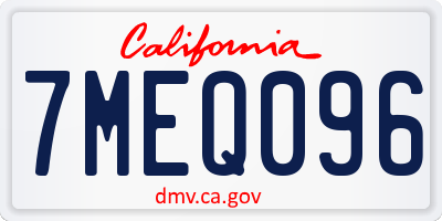 CA license plate 7MEQ096