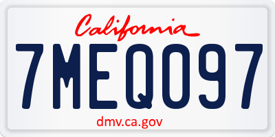 CA license plate 7MEQ097