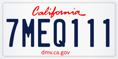 CA license plate 7MEQ111