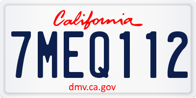 CA license plate 7MEQ112