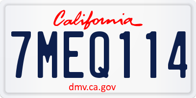 CA license plate 7MEQ114