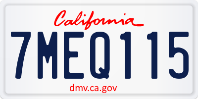 CA license plate 7MEQ115