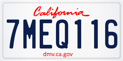 CA license plate 7MEQ116