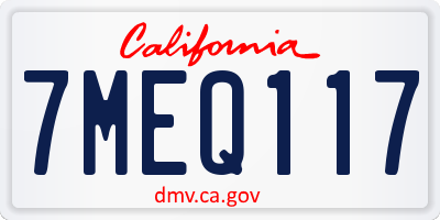 CA license plate 7MEQ117