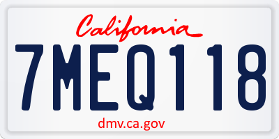 CA license plate 7MEQ118