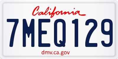 CA license plate 7MEQ129