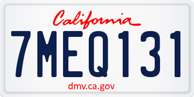 CA license plate 7MEQ131