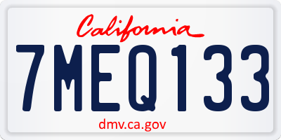 CA license plate 7MEQ133